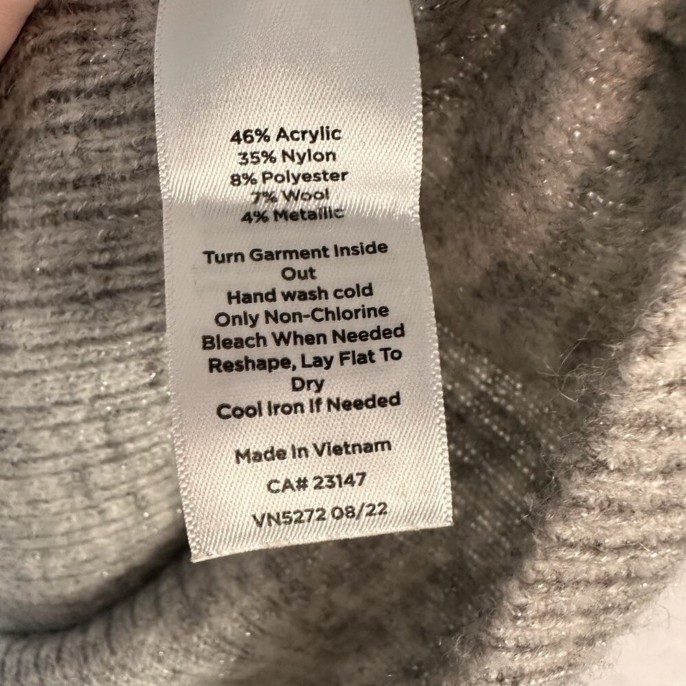 Talbots Gray Metallic Ribbed Cardigan Rhinestone Buttons Wool Blend XS - Picture 3 of 4